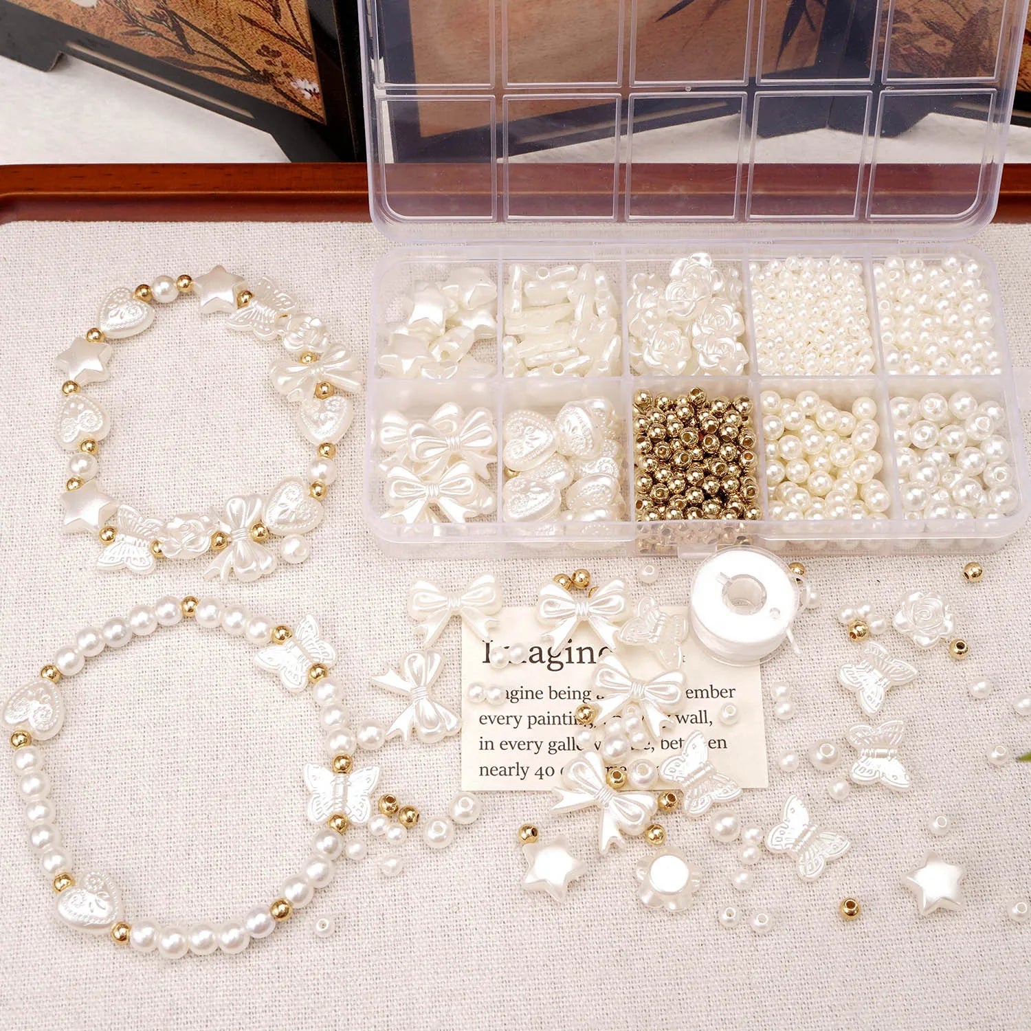 800 Piece Faux Pearl Beading Kit Jewelry Making