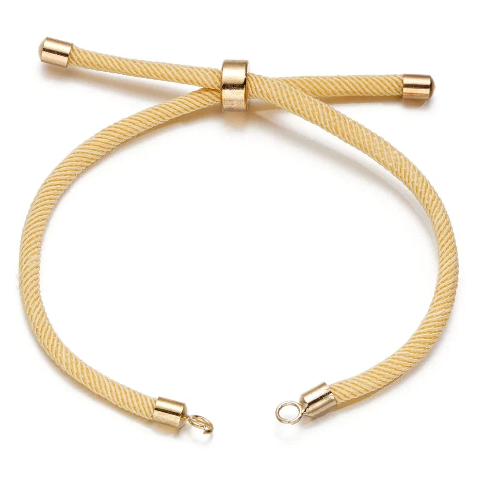 1pc Adjustable Nylon Braided Twisted Cords Slider Friendship Bracelets with Brass Cord End for Jewelry Making DIY Findings