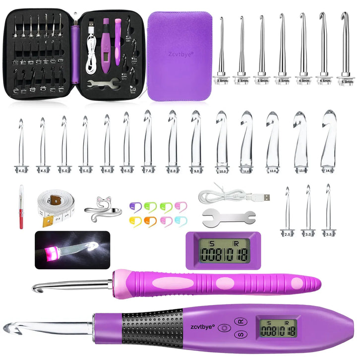 24 Piece Crochet Hook Set with LED Counter