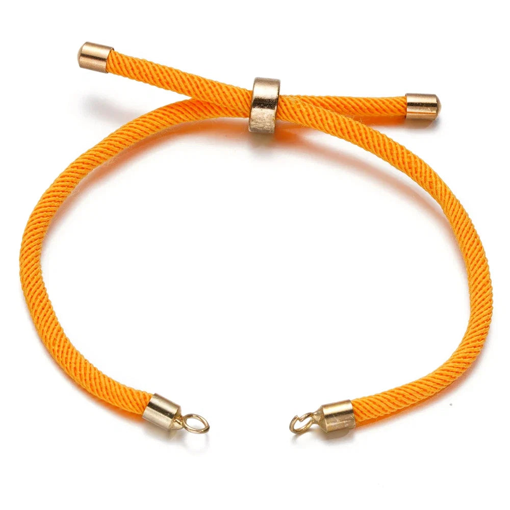 1pc Adjustable Nylon Braided Twisted Cords Slider Friendship Bracelets with Brass Cord End for Jewelry Making DIY Findings
