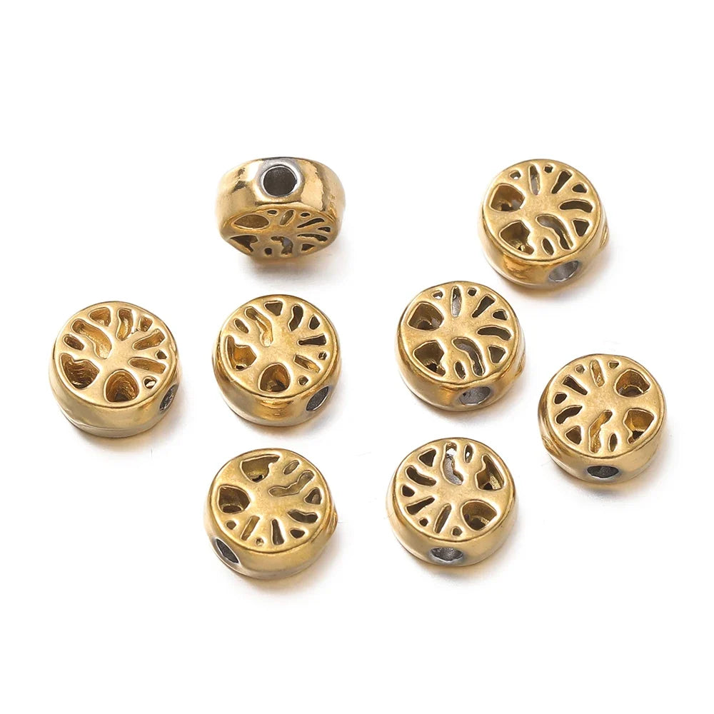 10 Piece Gold Stainless Steel Spacer Beads