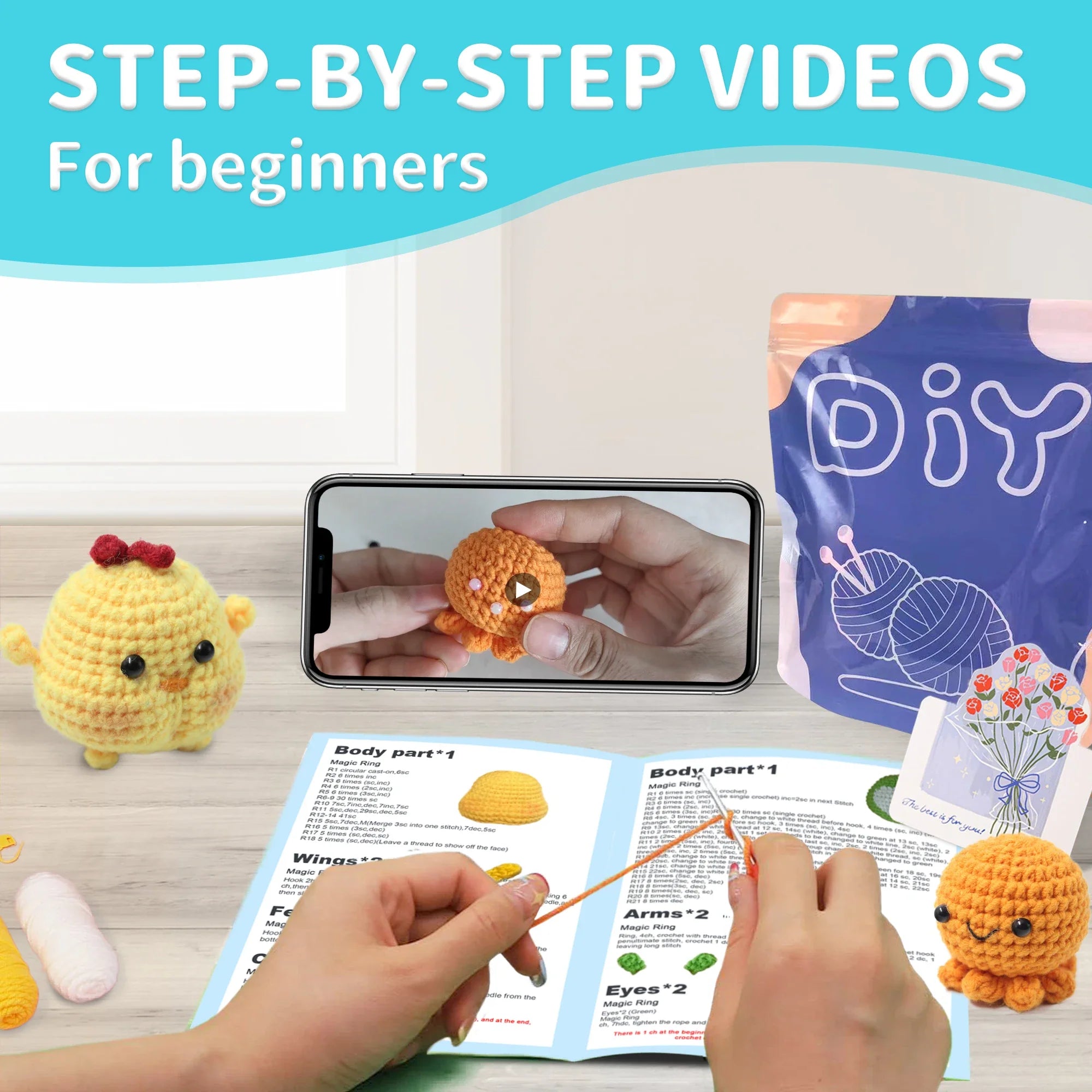 Animal Series Crochet Kit for Beginners DIY