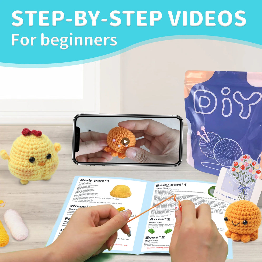 Animal Series Crochet Kit for Beginners DIY