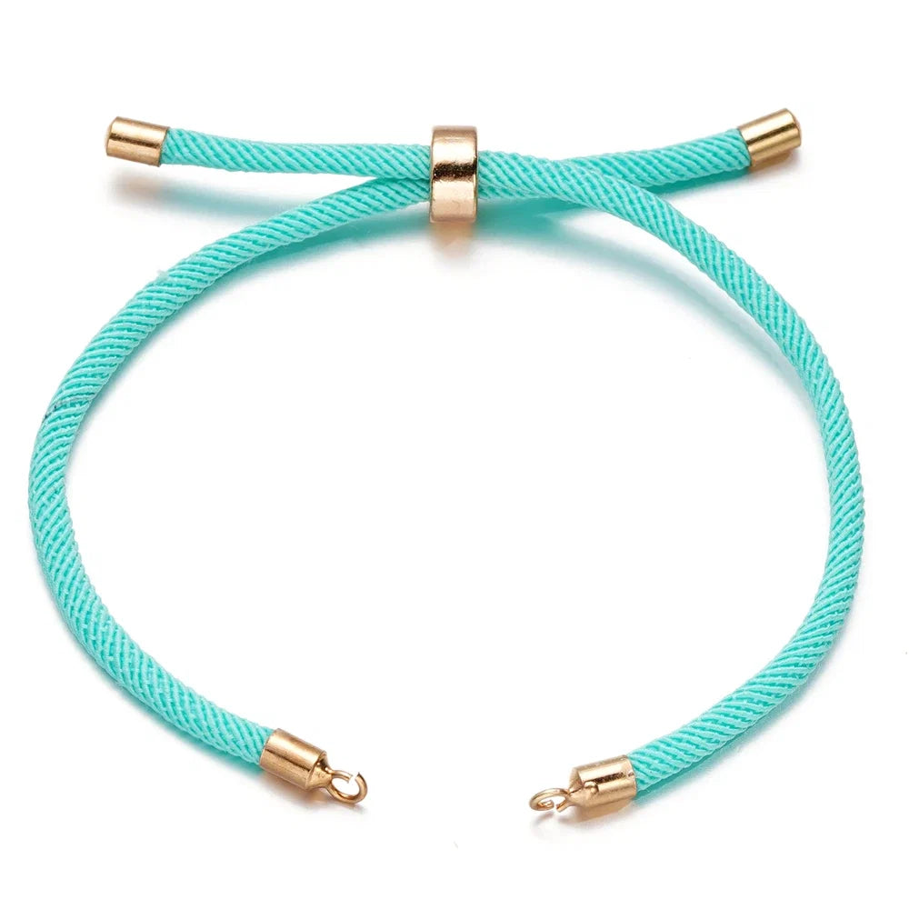 1pc Adjustable Nylon Braided Twisted Cords Slider Friendship Bracelets with Brass Cord End for Jewelry Making DIY Findings