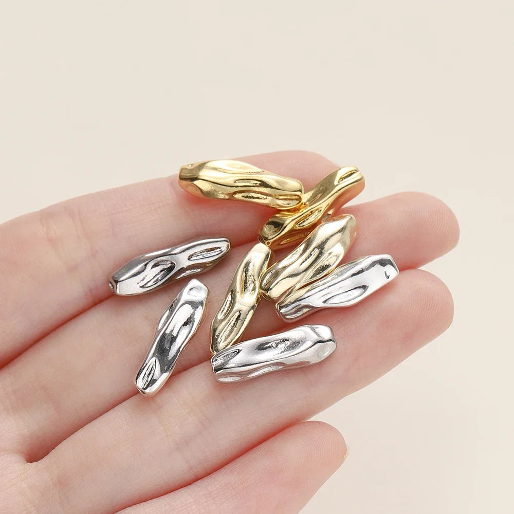 4Pcs/Pack 14/18K Gold Color Plated Metal Brass Threaded Long Beads For DIY Bracelet Jewelry Making Material Accessories
