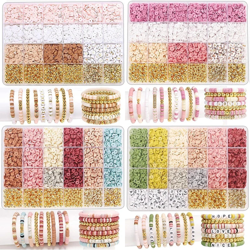 DIY Clay Beads Bracelet Making Kit Golden Letters