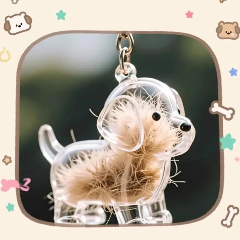 Clear Puppy Hair Memorial Keepsake Capsule | Pet Fur Container DIY Pendant Keychain