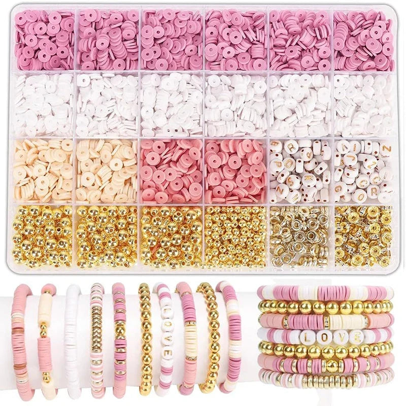 DIY Clay Beads Bracelet Making Kit Golden Letters