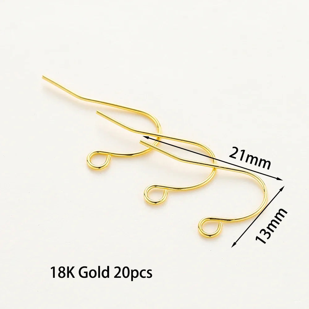 20pcs/lot 6 Styles 14K 18K Gold Plated Earring Wires With Ear Hook Earrings Clasp Findings Supplies For  DIY Jewelry Making