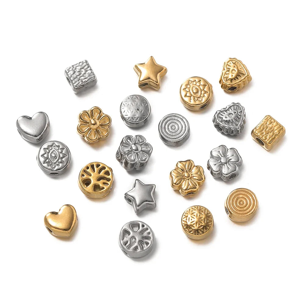 10 Piece Gold Stainless Steel Spacer Beads