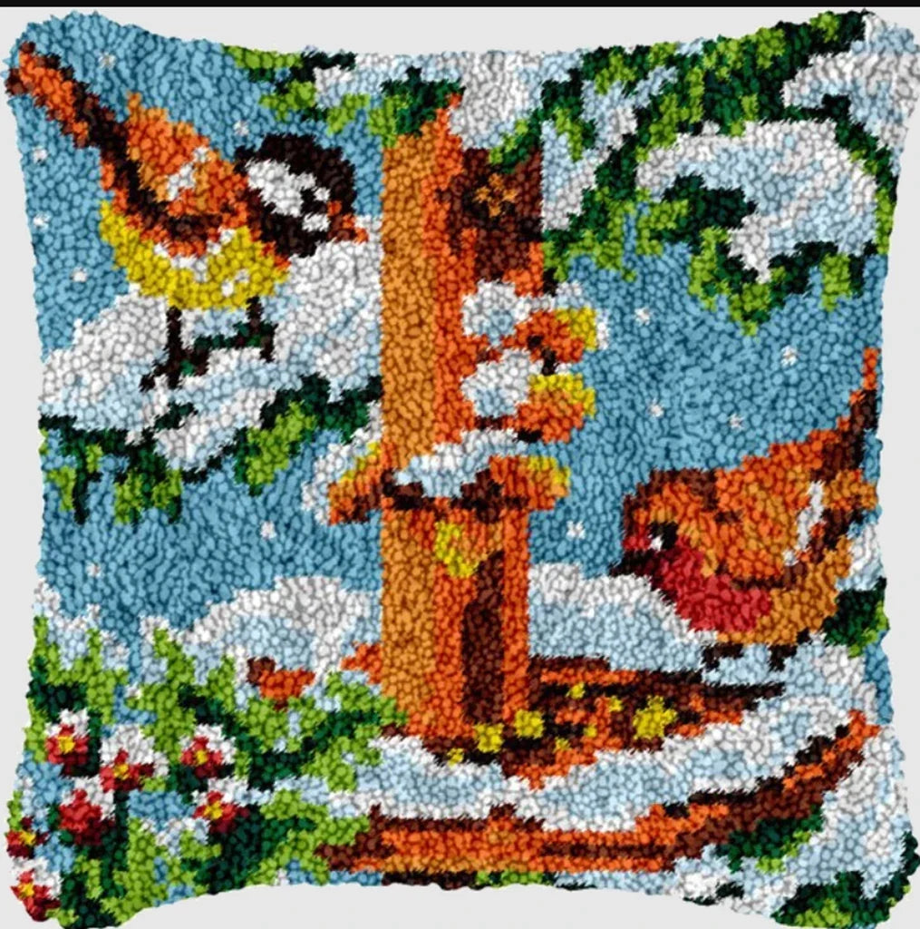 DIY Latch Hook Rug Kits Snowman Santa Claus Hat Embroidery Cushion Pillow Cover