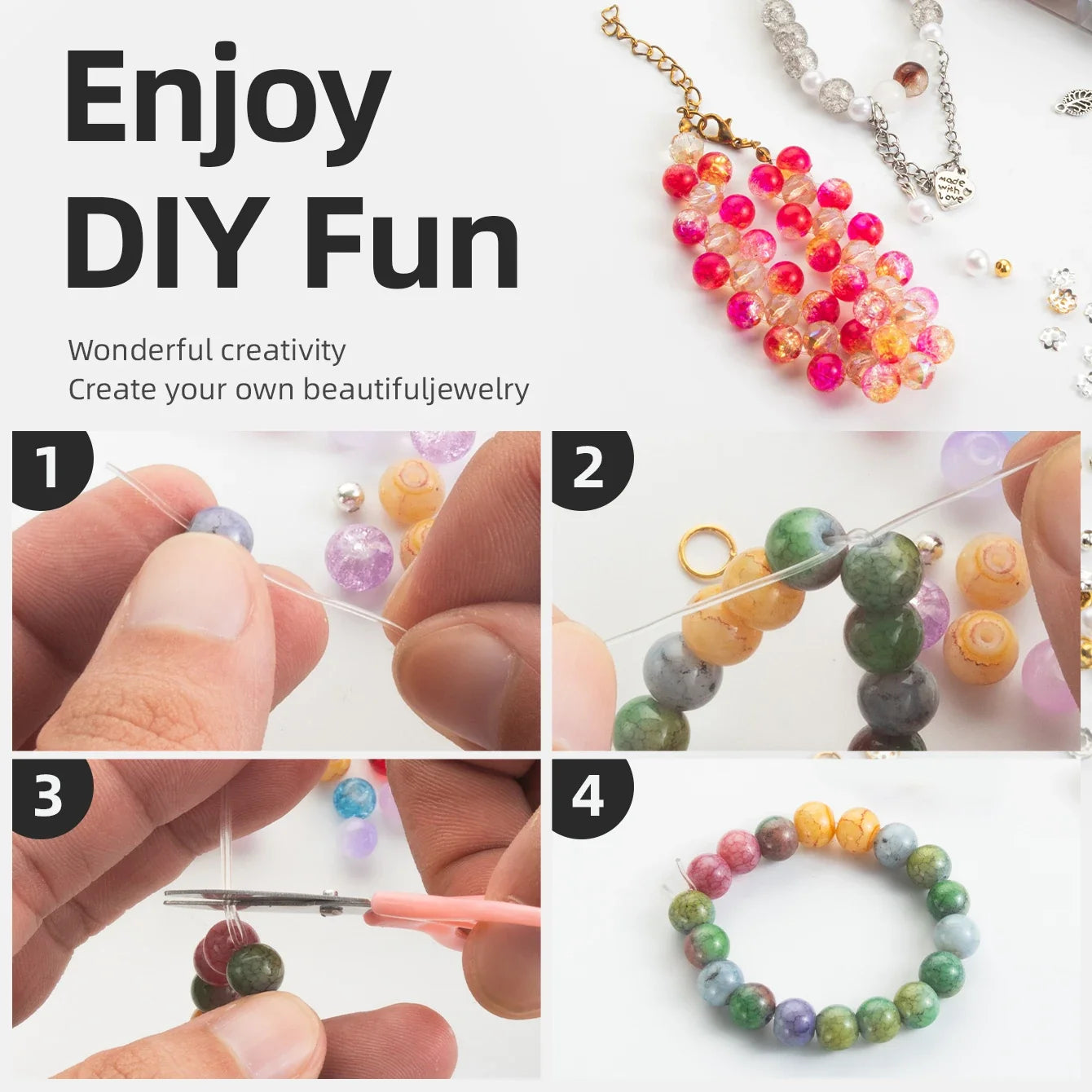 28 Color Glass Beads Bracelet Making Kit