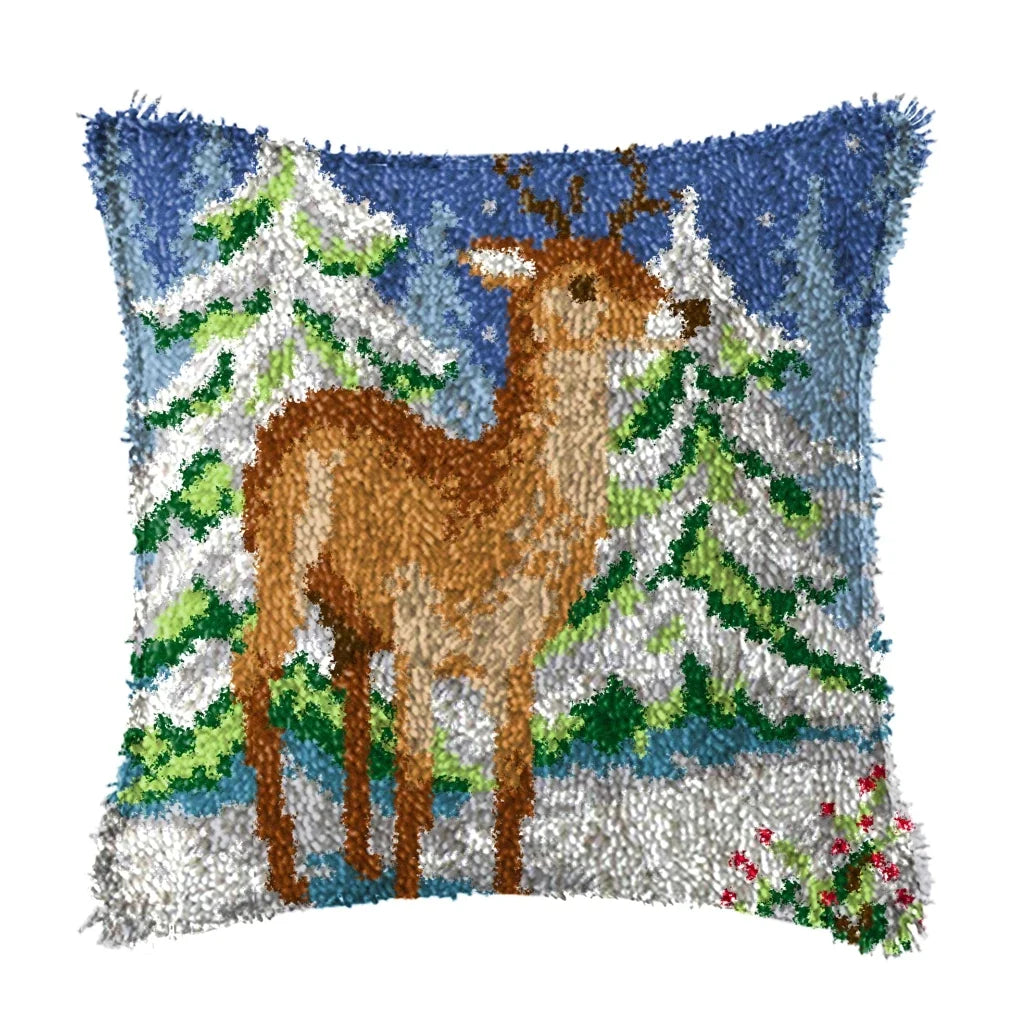 DIY Latch Hook Rug Kits Snowman Santa Claus Hat Embroidery Cushion Pillow Cover