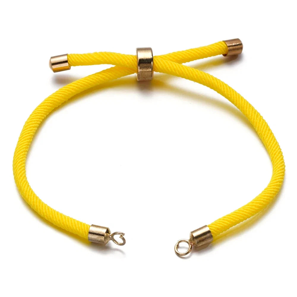 1pc Adjustable Nylon Braided Twisted Cords Slider Friendship Bracelets with Brass Cord End for Jewelry Making DIY Findings