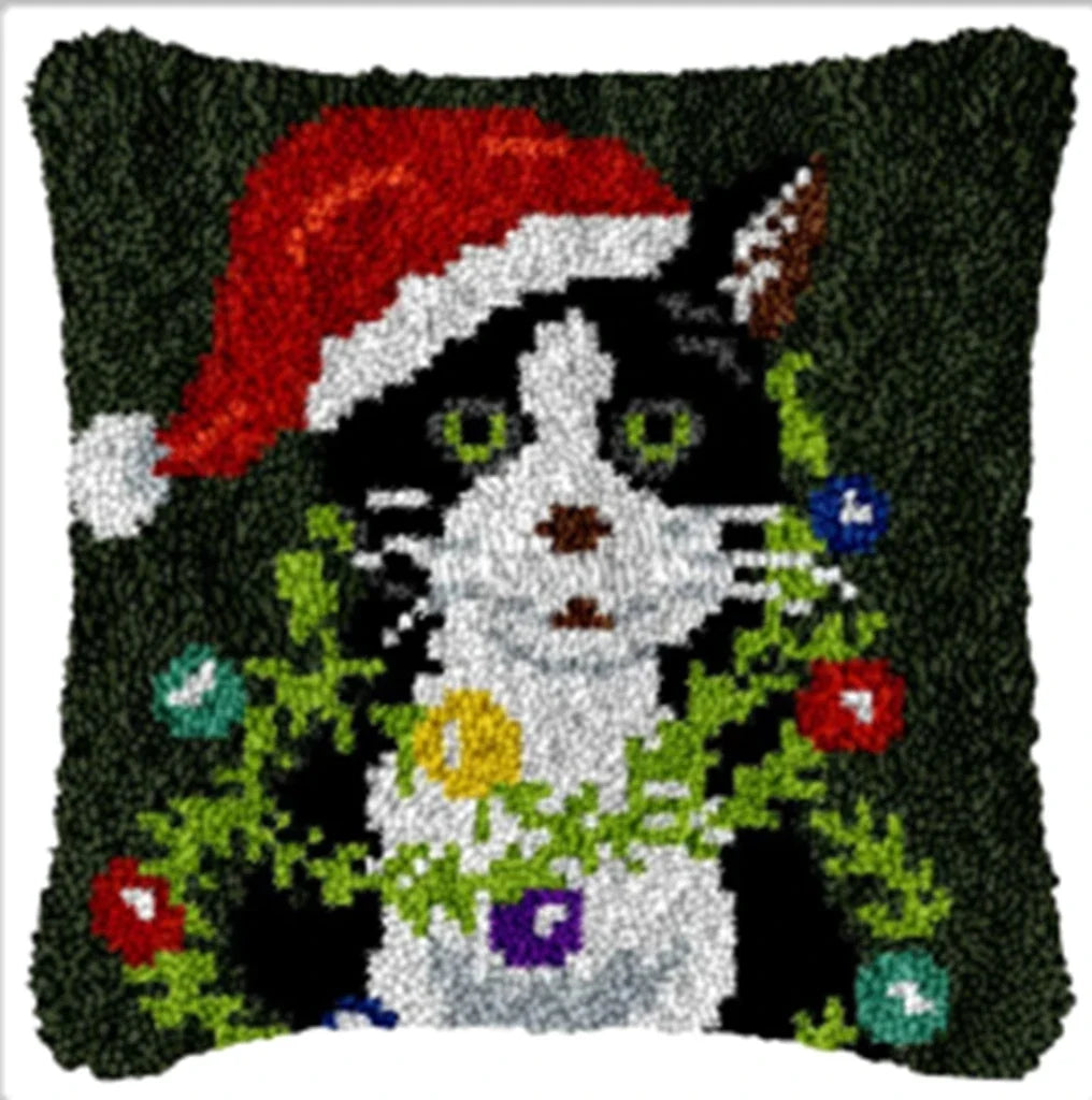 DIY Latch Hook Rug Kits Snowman Santa Claus Hat Embroidery Cushion Pillow Cover