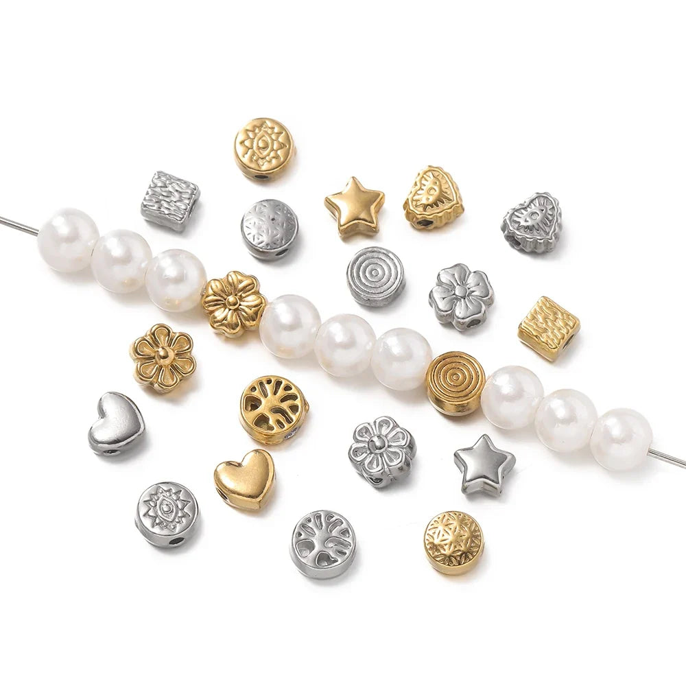 10 Piece Gold Stainless Steel Spacer Beads