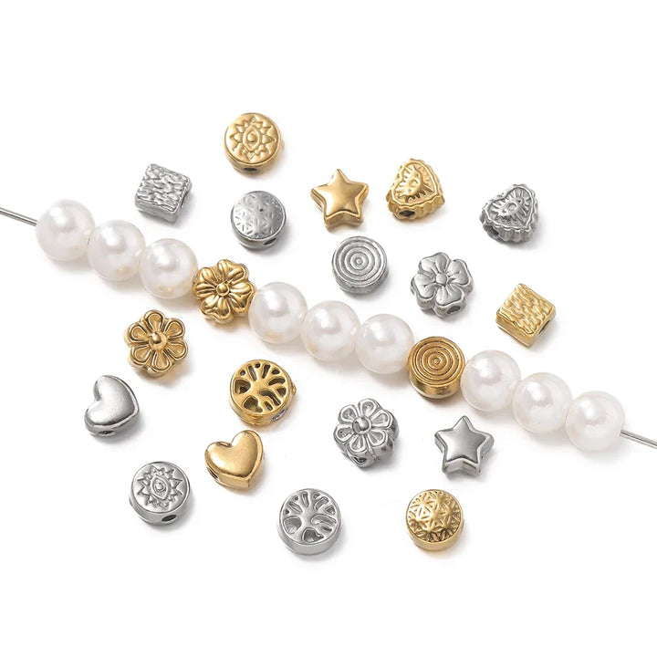 10 Piece Gold Stainless Steel Spacer Beads