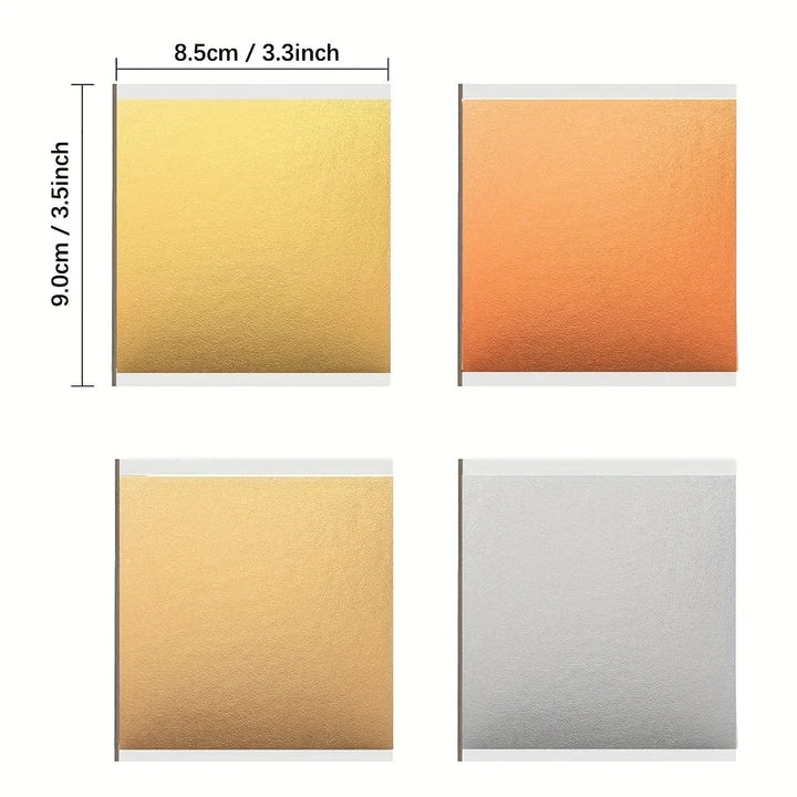 100pcs Imitation Gold Silver Foil Paper Leaf Sheets | Gilding DIY Craft Art Supplies