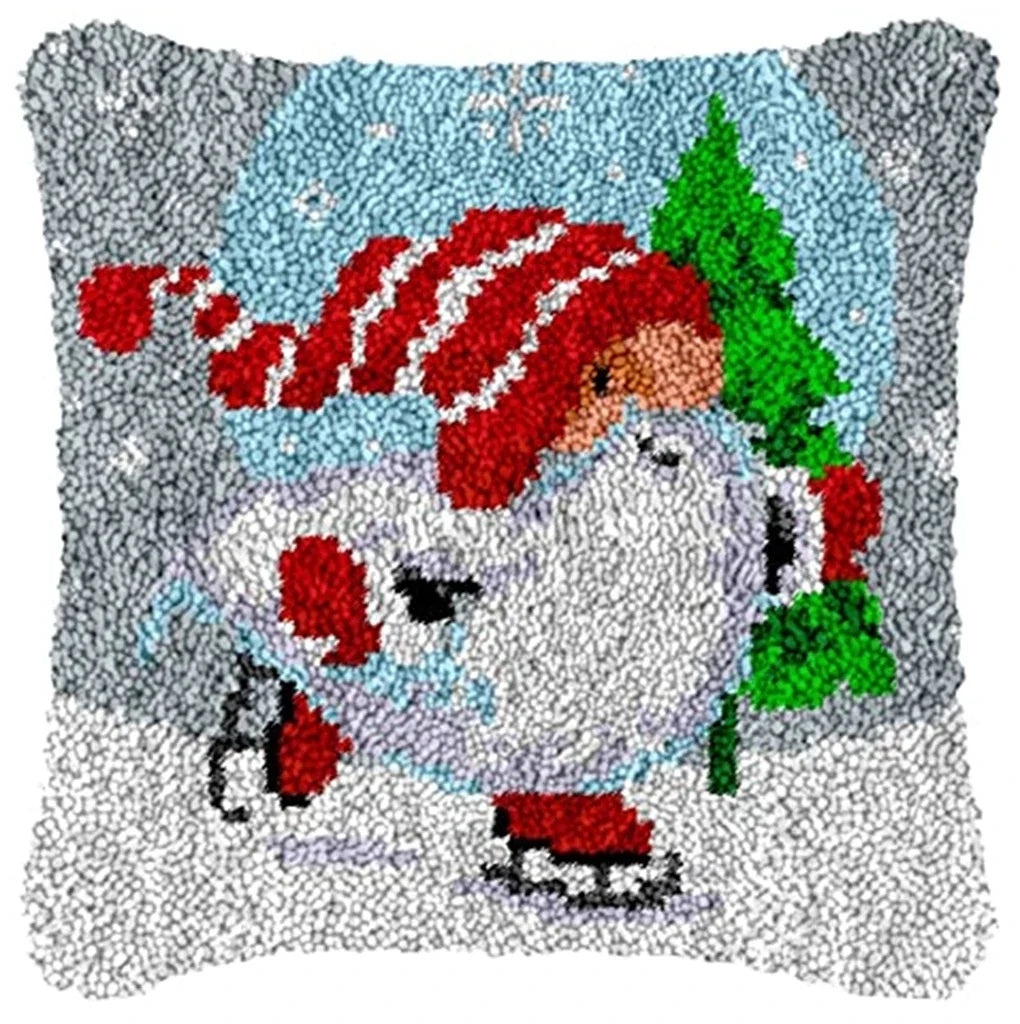 DIY Latch Hook Rug Kits Snowman Santa Claus Hat Embroidery Cushion Pillow Cover