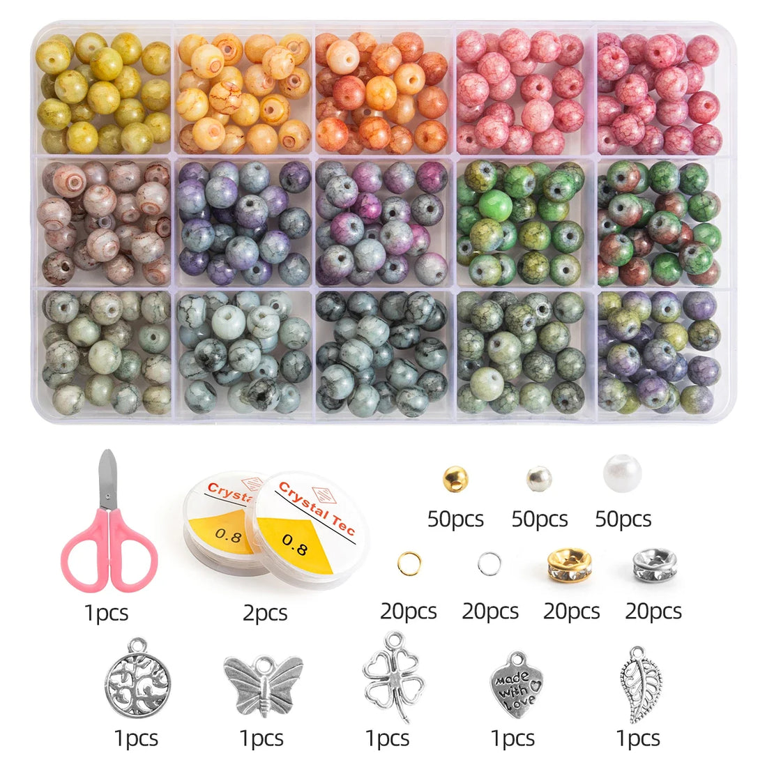 28 Color Glass Beads Bracelet Making Kit