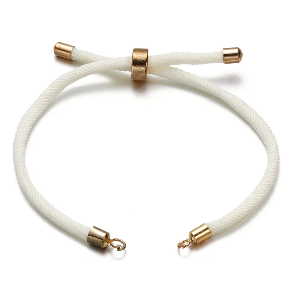 1pc Adjustable Nylon Braided Twisted Cords Slider Friendship Bracelets with Brass Cord End for Jewelry Making DIY Findings