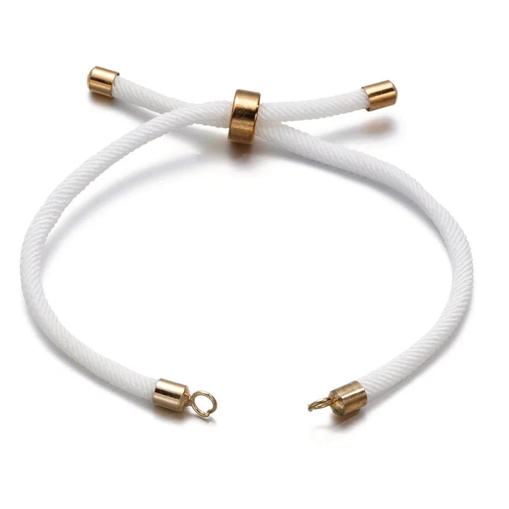1pc Adjustable Nylon Braided Twisted Cords Slider Friendship Bracelets with Brass Cord End for Jewelry Making DIY Findings