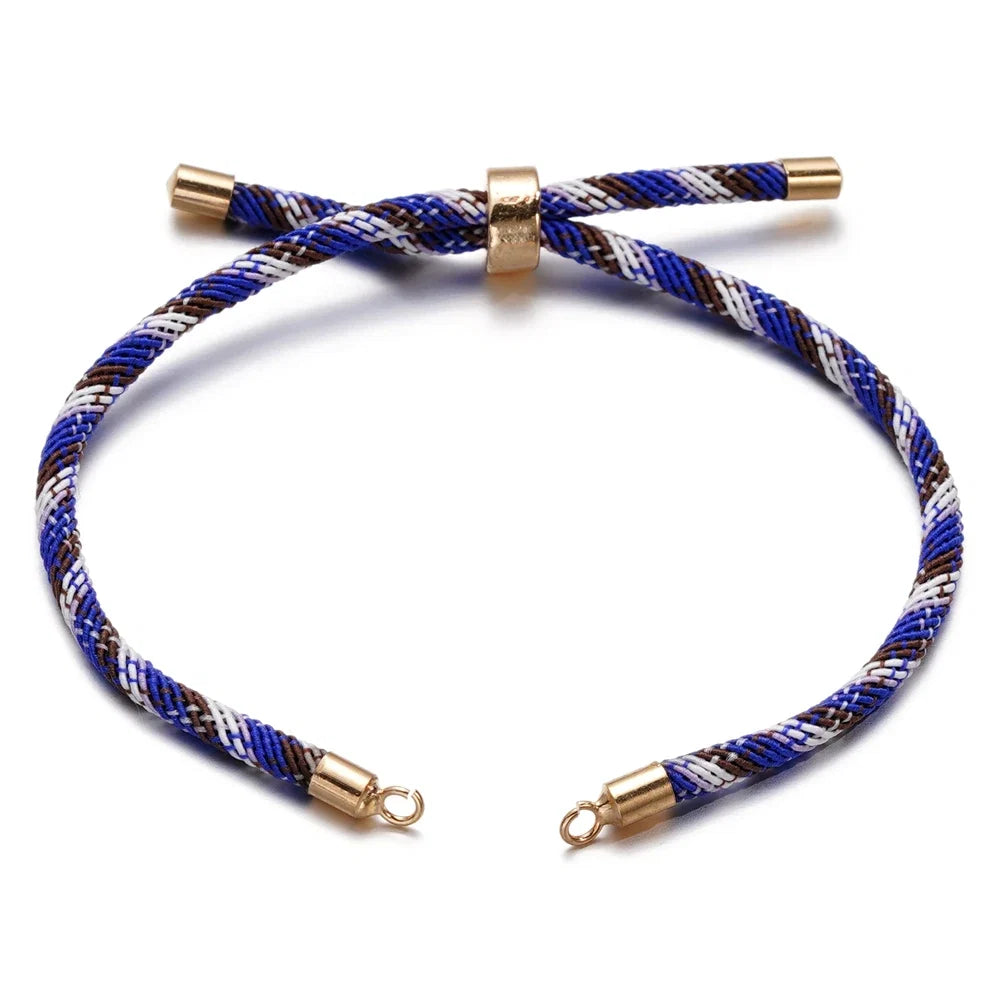 1pc Adjustable Nylon Braided Twisted Cords Slider Friendship Bracelets with Brass Cord End for Jewelry Making DIY Findings