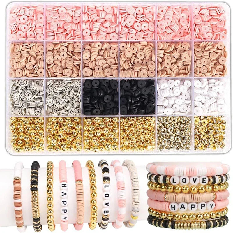 DIY Clay Beads Bracelet Making Kit Golden Letters