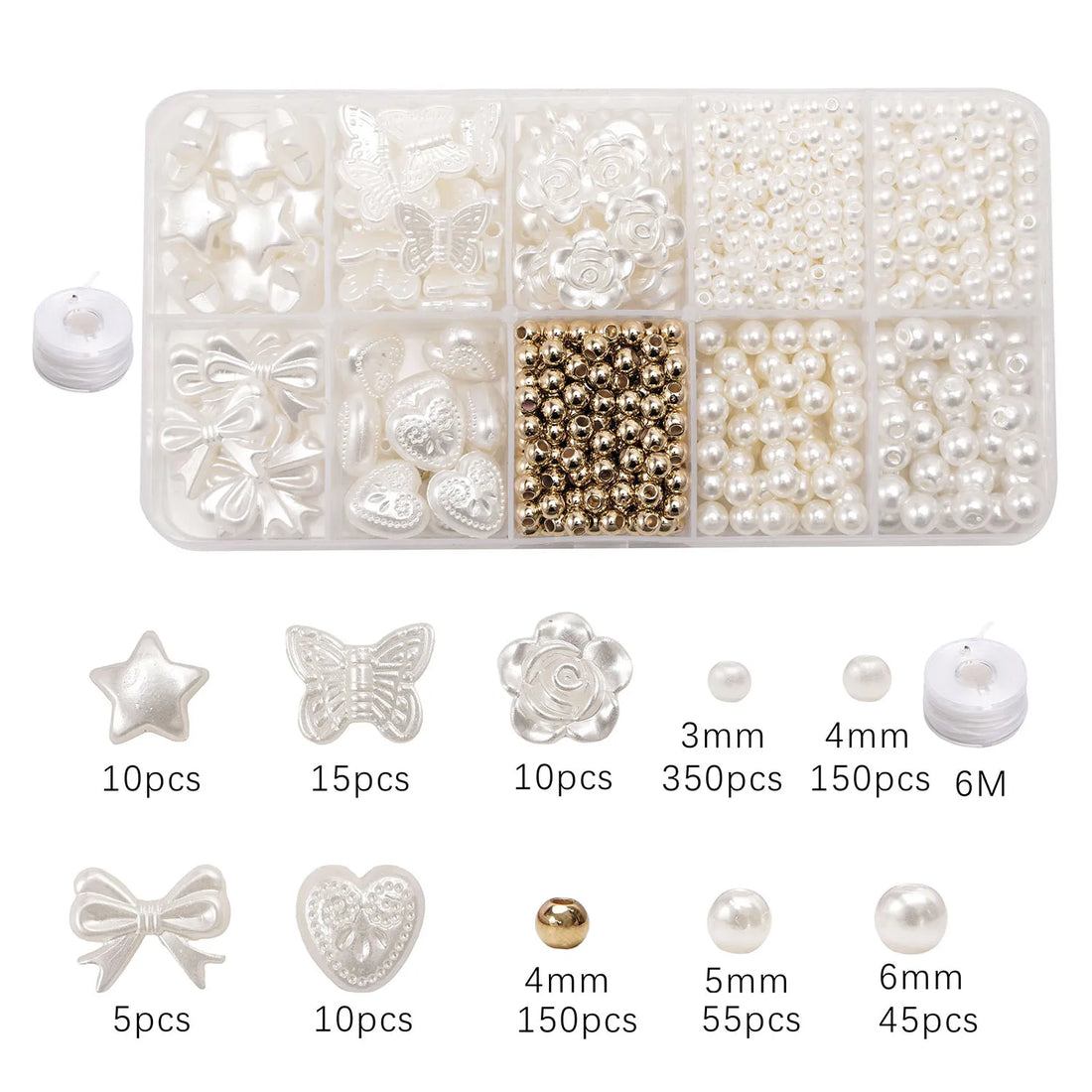 800 Piece Faux Pearl Beading Kit Jewelry Making