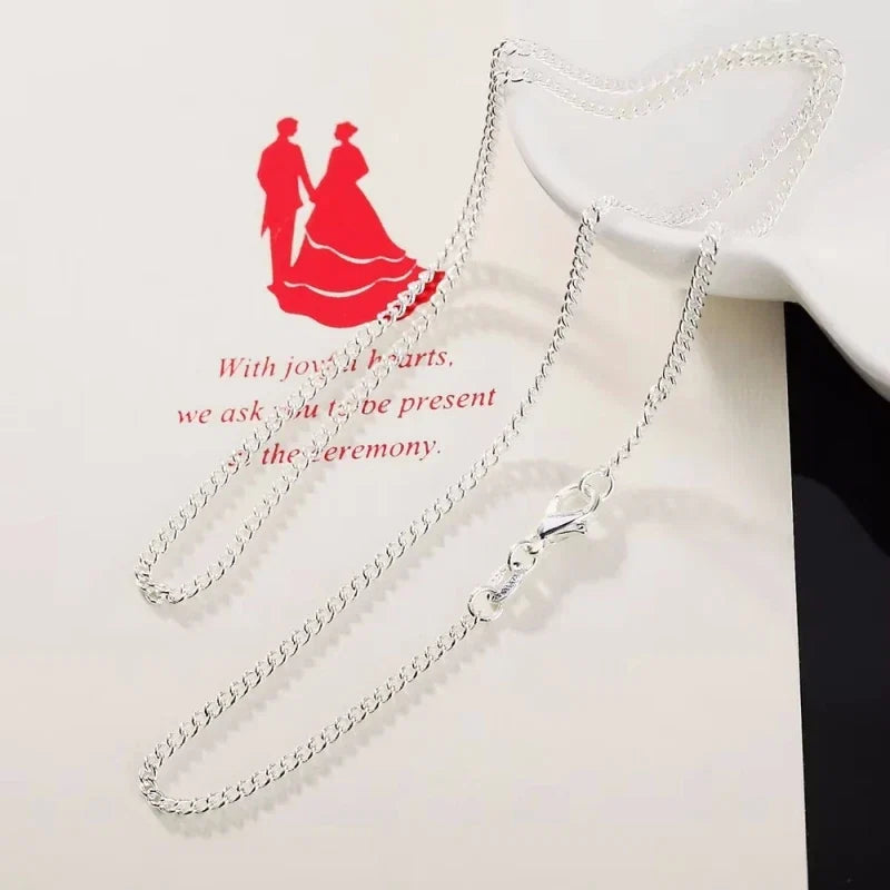 New 925 Sterling Silver Necklace 16/18/20/22/24/26/28/30 Inches 2MM String Chain For Women Men High Quality Jewelrys Gifts