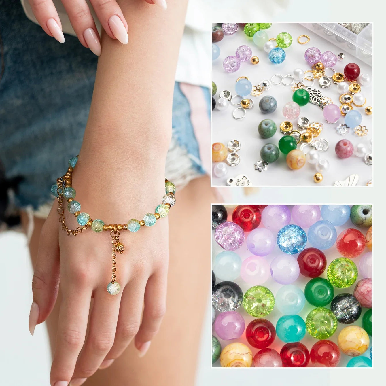 28 Color Glass Beads Bracelet Making Kit