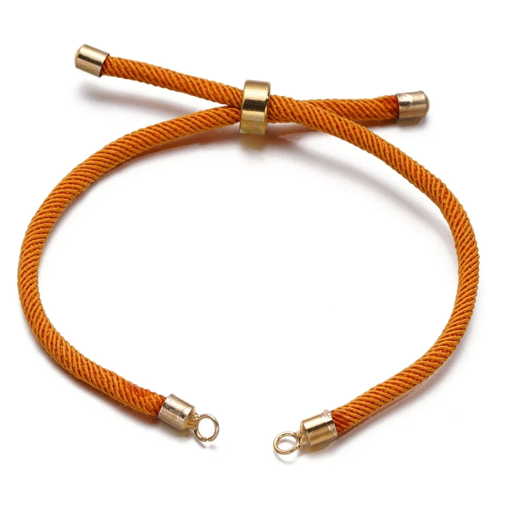 1pc Adjustable Nylon Braided Twisted Cords Slider Friendship Bracelets with Brass Cord End for Jewelry Making DIY Findings
