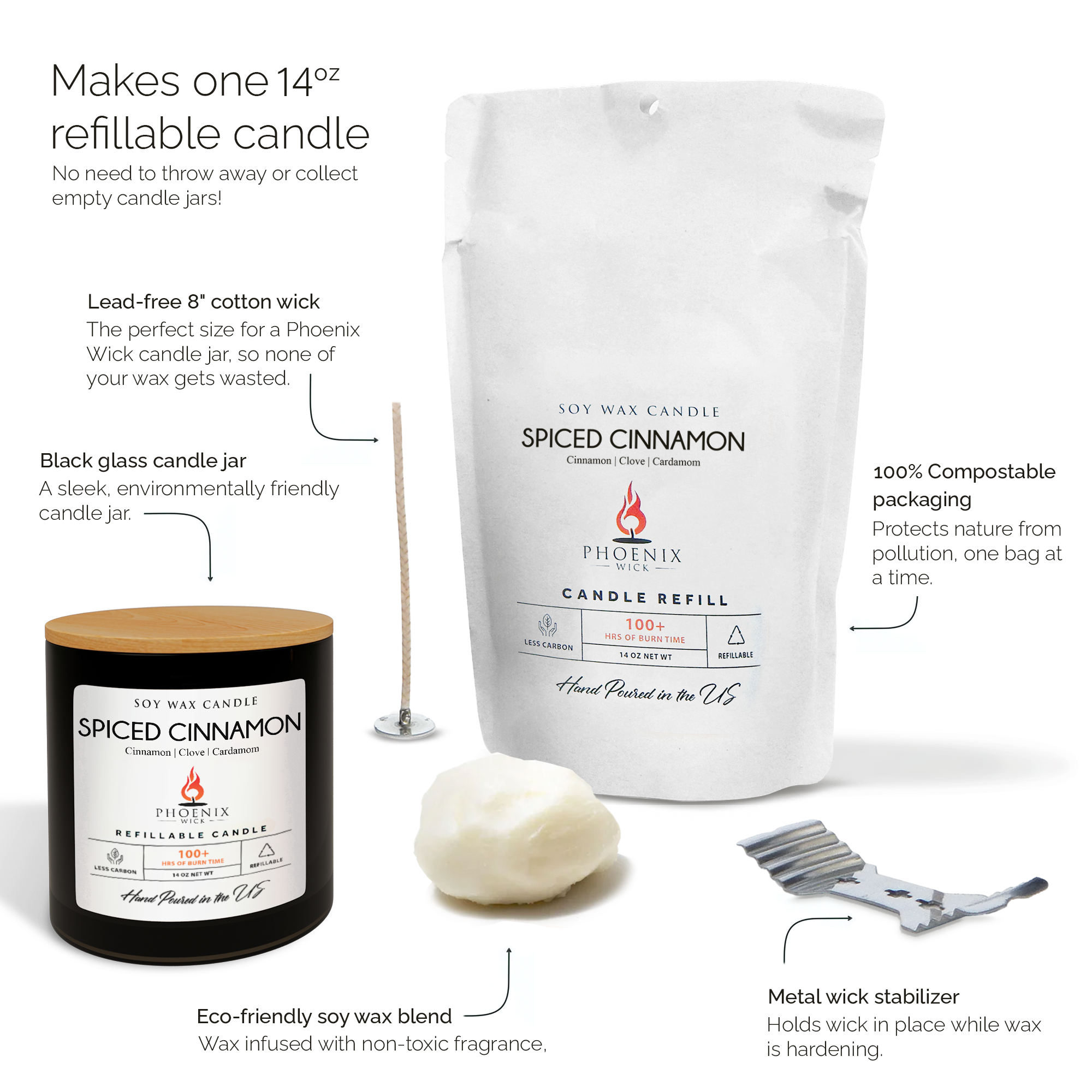 Spiced Cinnamon - Candle-Making Kit + Jar