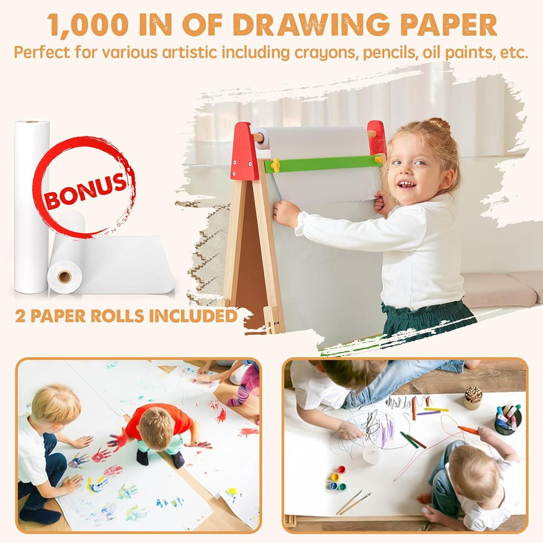 Tiny Land 3-in-1 Kids Art Easel Board