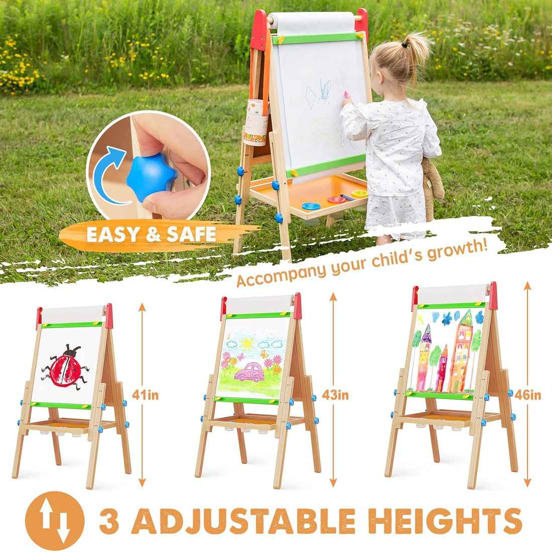 Tiny Land 3-in-1 Kids Art Easel Board