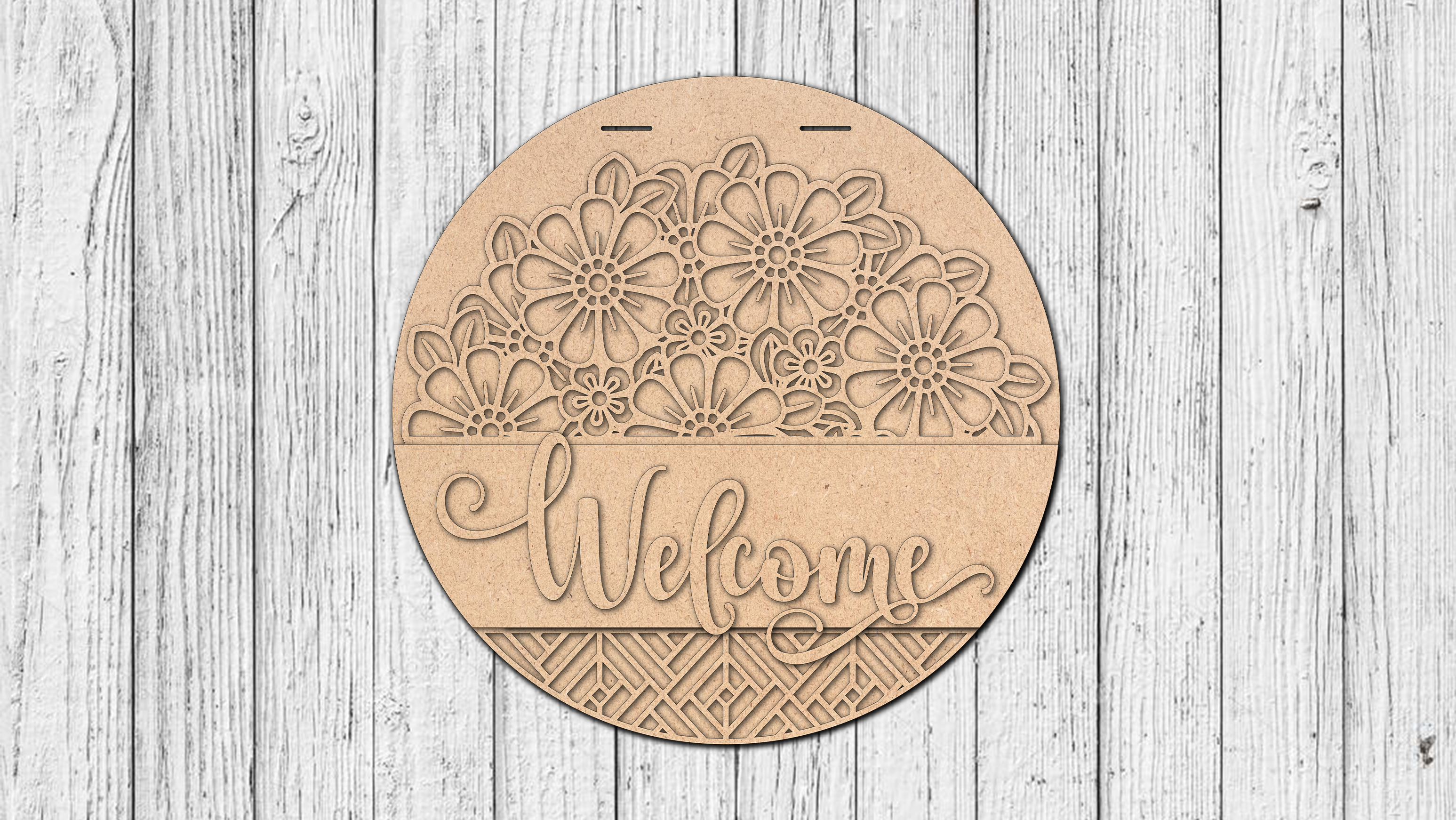 Welcome Interchangeable Top and Bottom Door Hanger - DIY Unfinished Kit - Lvl 1