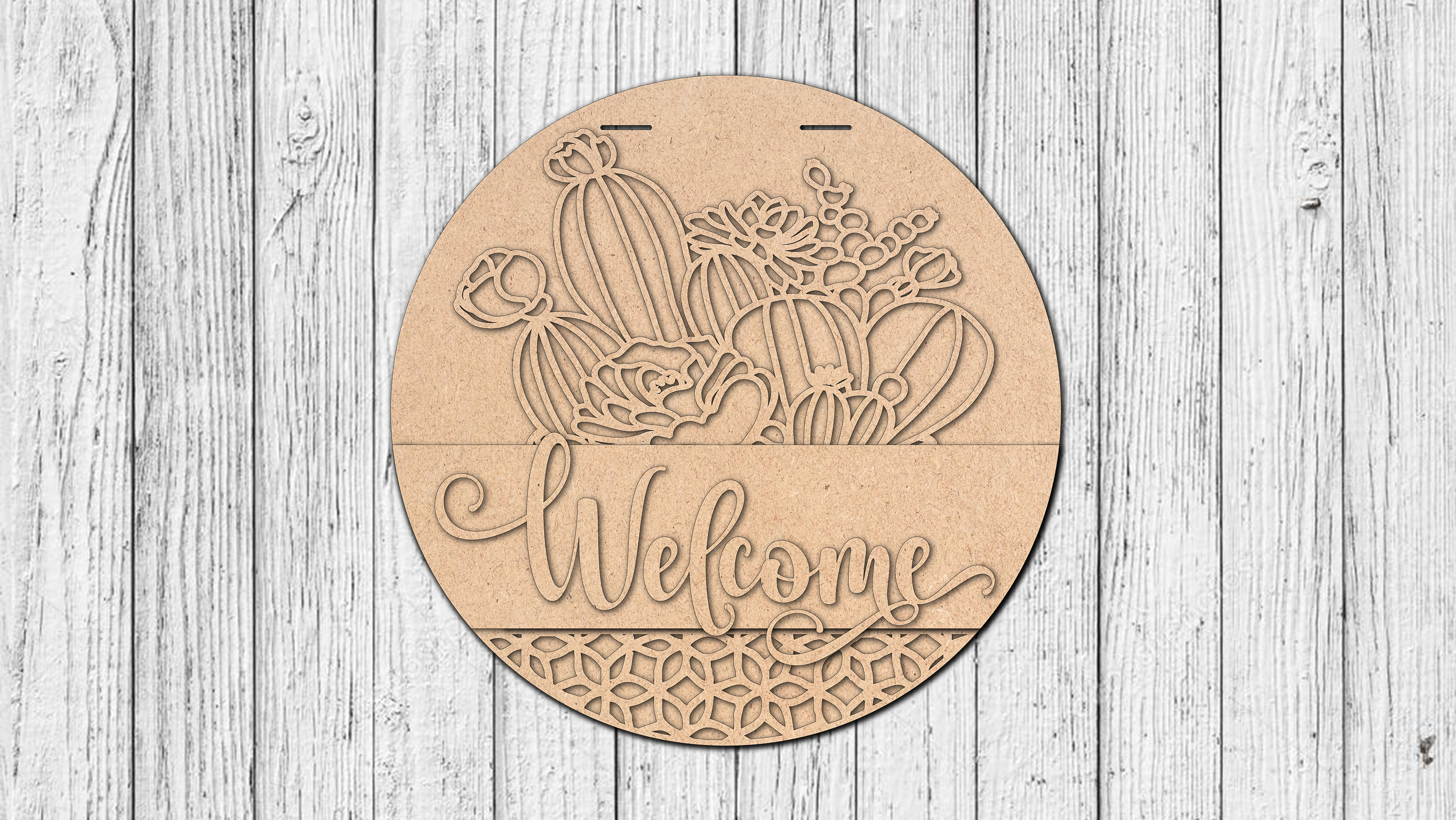 Welcome Interchangeable Top and Bottom Door Hanger - DIY Unfinished Kit - Lvl 1