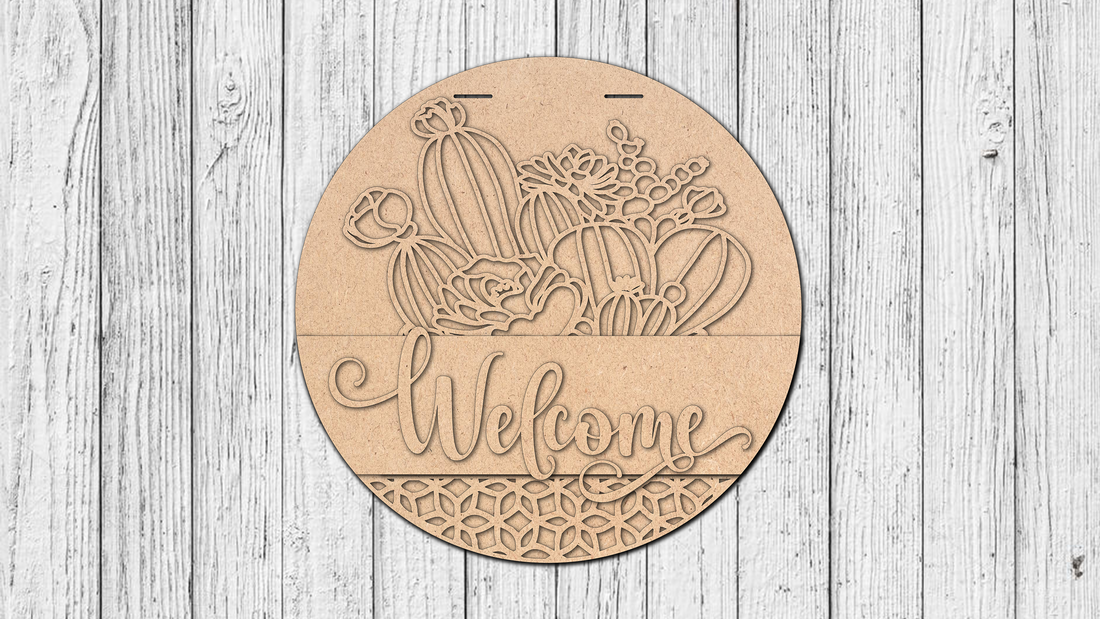 Welcome Interchangeable Top and Bottom Door Hanger - DIY Unfinished Kit - Lvl 1