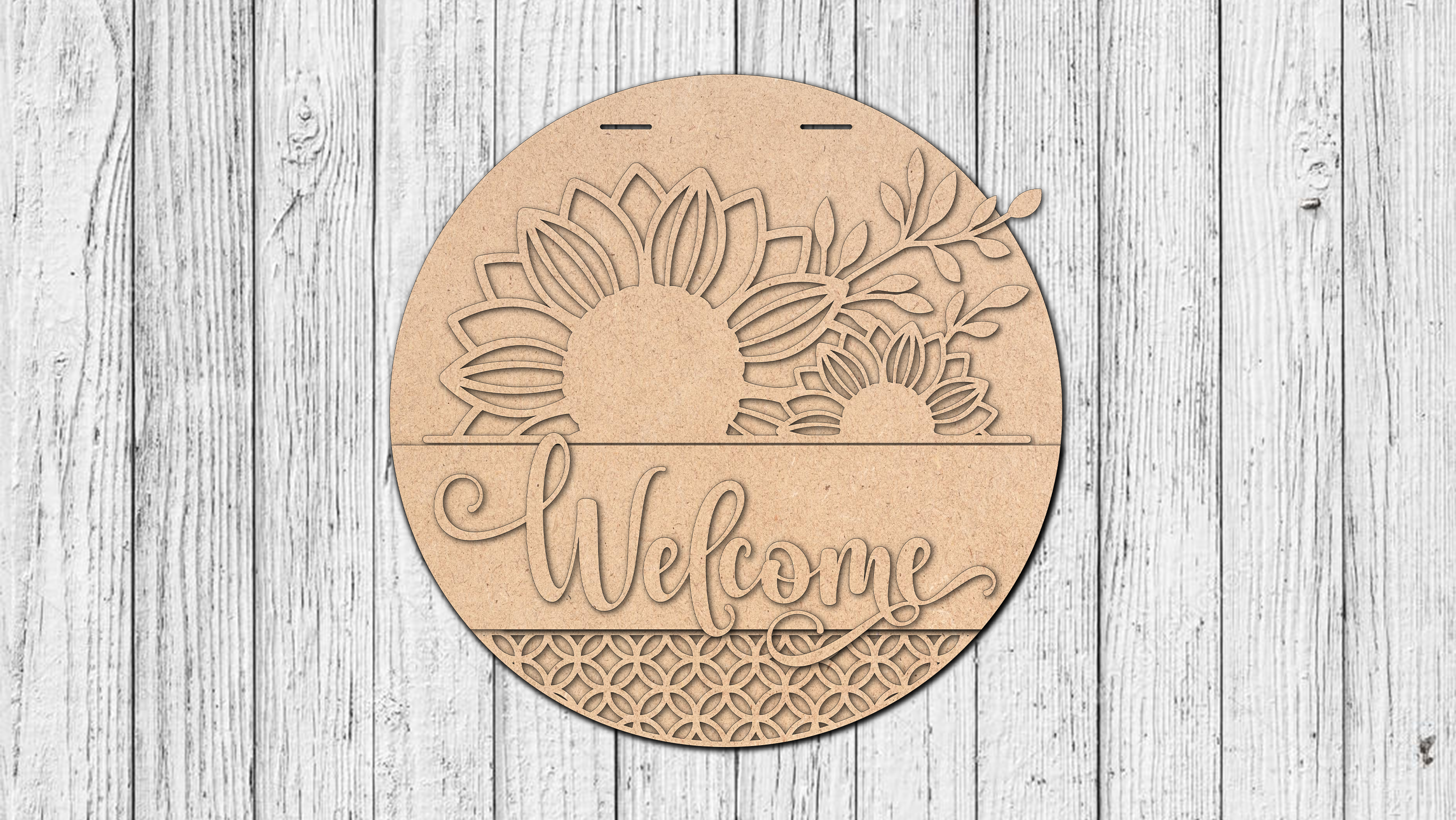 Welcome Interchangeable Top and Bottom Door Hanger - DIY Unfinished Kit - Lvl 1