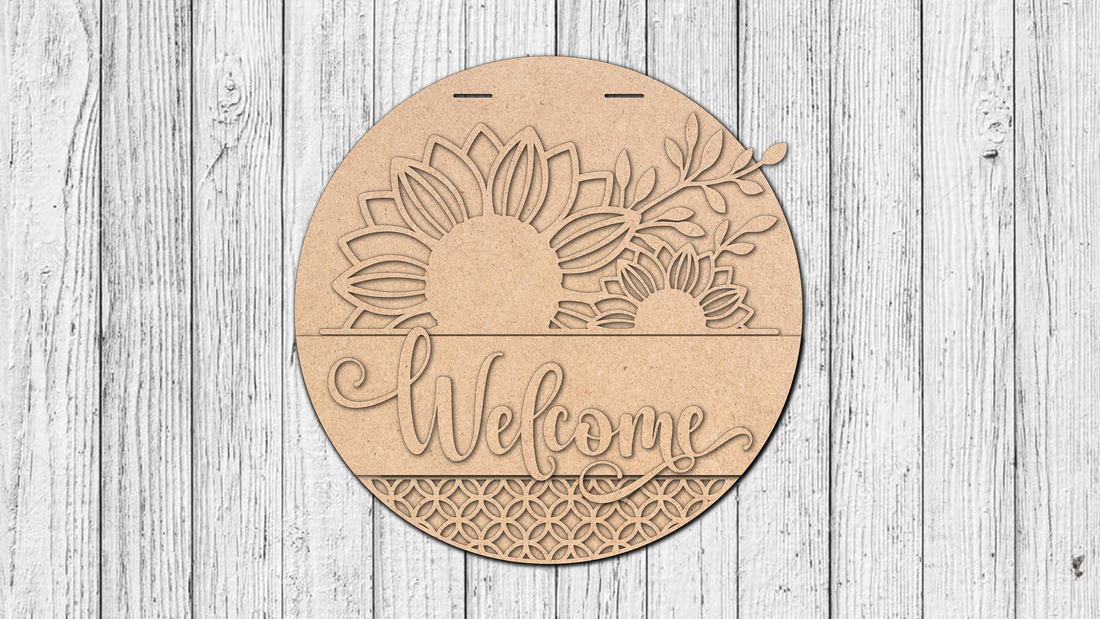 Welcome Interchangeable Top and Bottom Door Hanger - DIY Unfinished Kit - Lvl 1