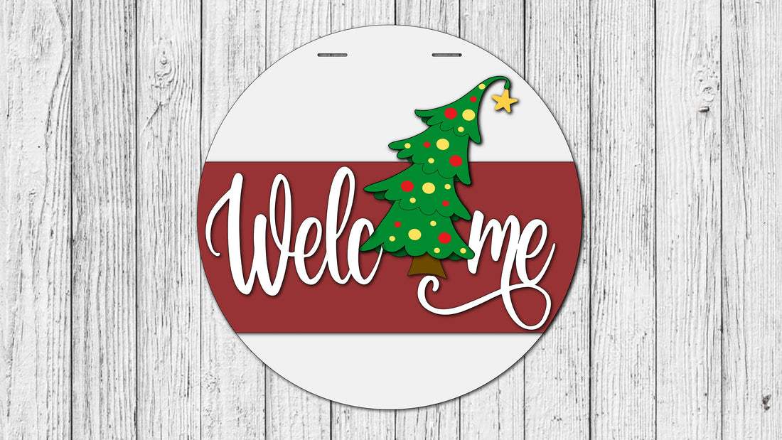 Welcome Xmas Tree Door Hanger - DIY Unfinished Kit - Lvl 1