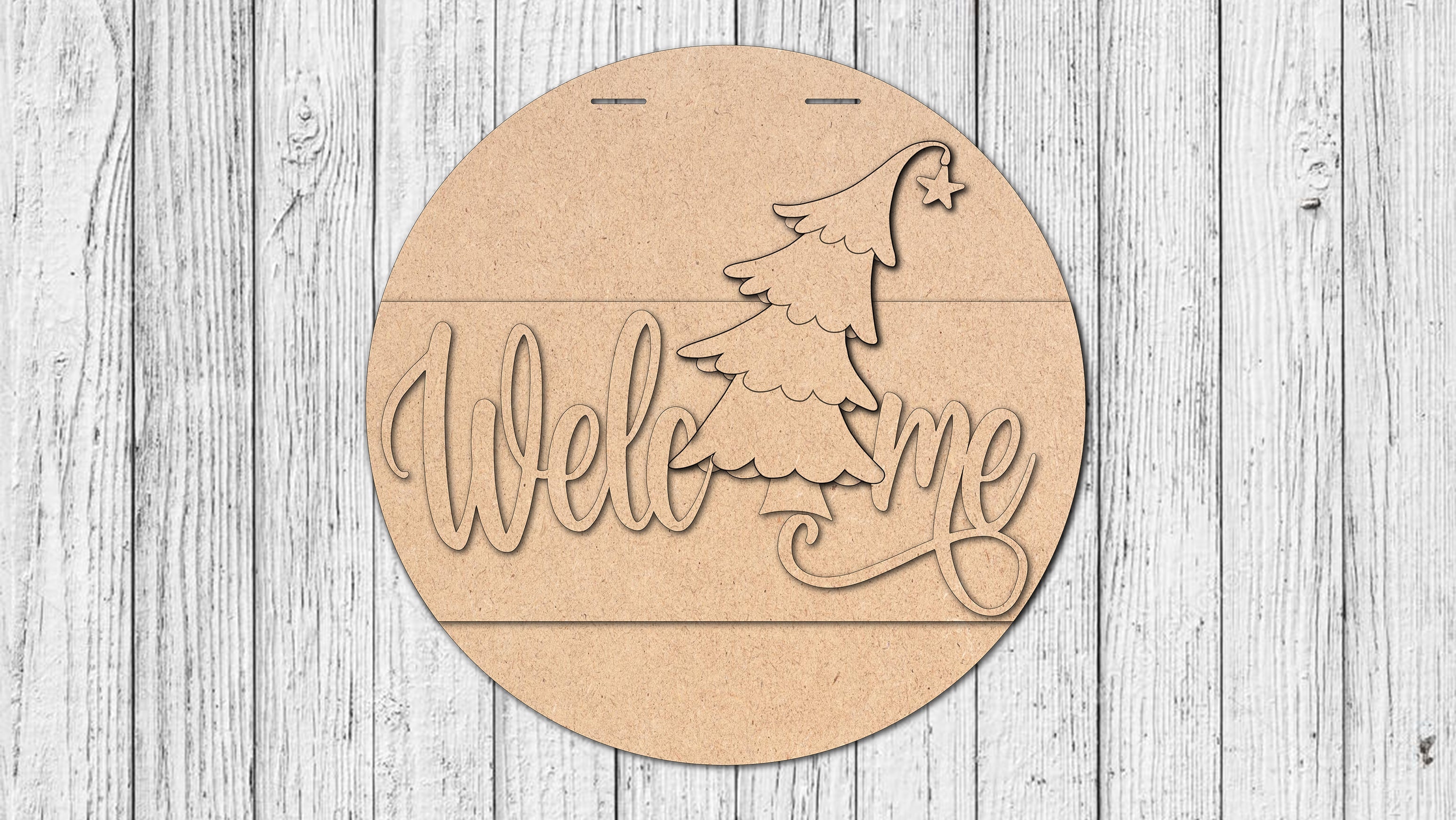Welcome Xmas Tree Door Hanger - DIY Unfinished Kit - Lvl 1