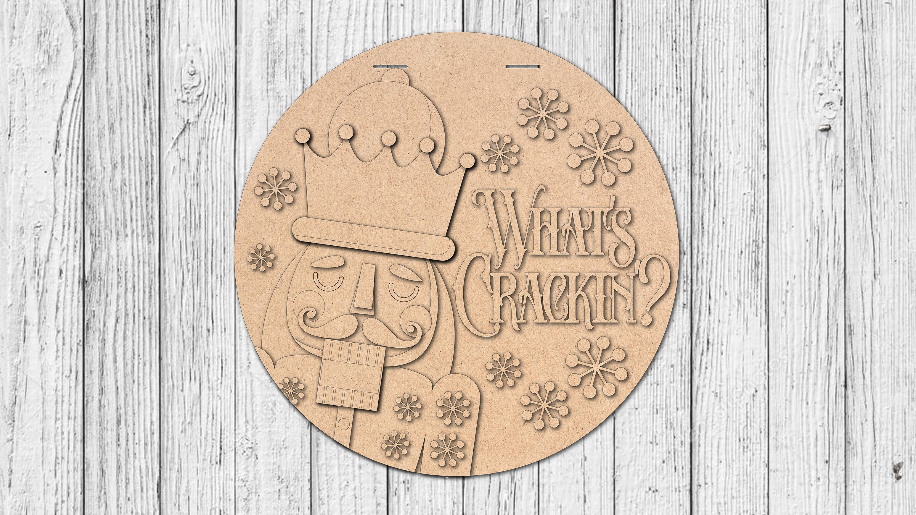 What's Crackin Nutcracker Door Hanger - DIY Unfinished Kit - Lvl 2