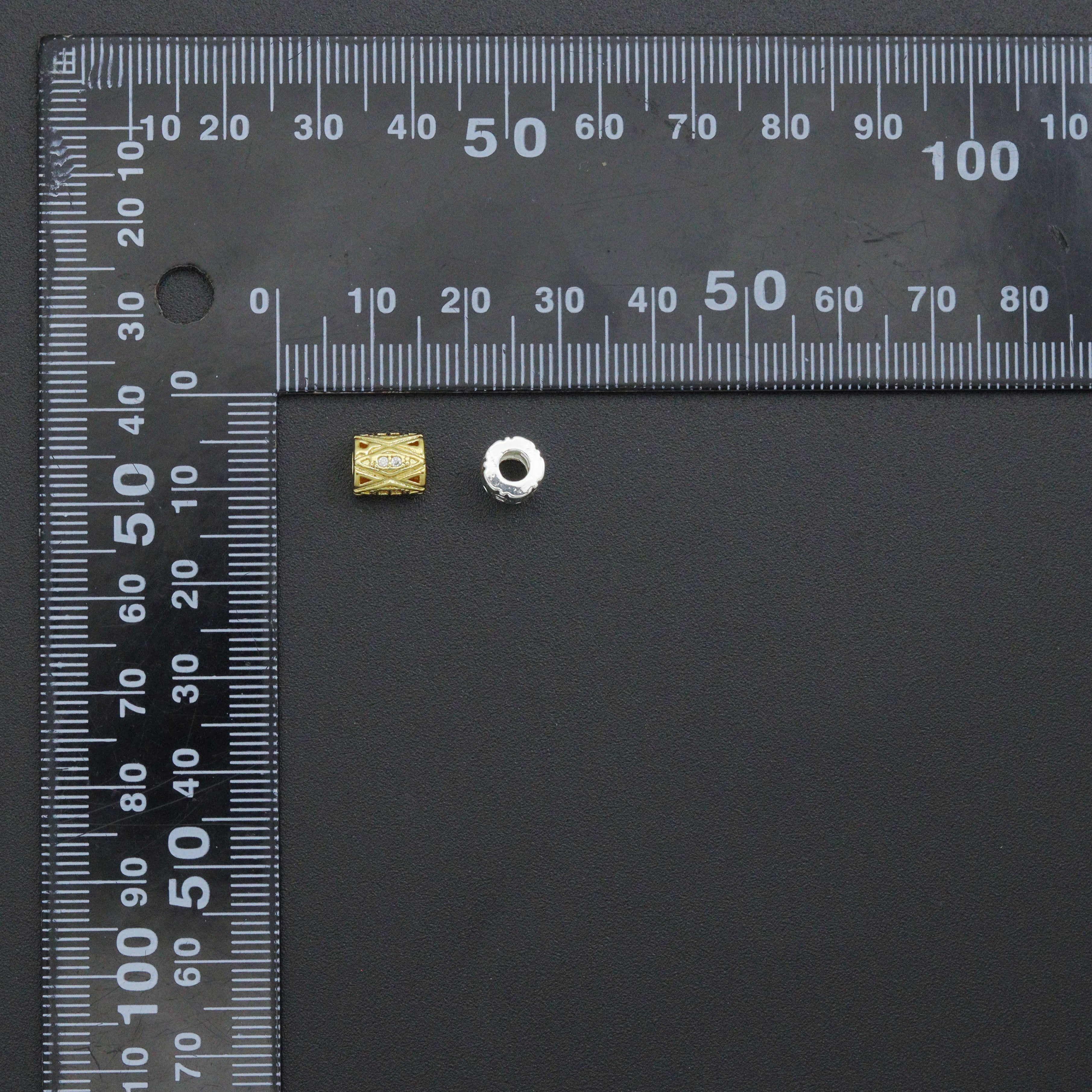 Gold Silver Geometric Barrel Spacer Bead, Sku#Y1071