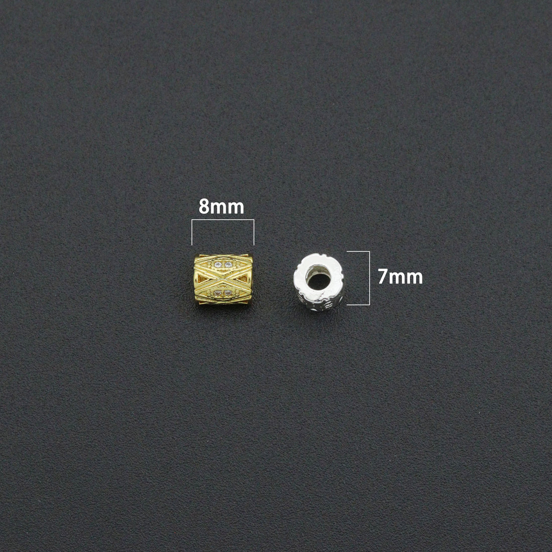 Gold Silver Geometric Barrel Spacer Bead, Sku#Y1071