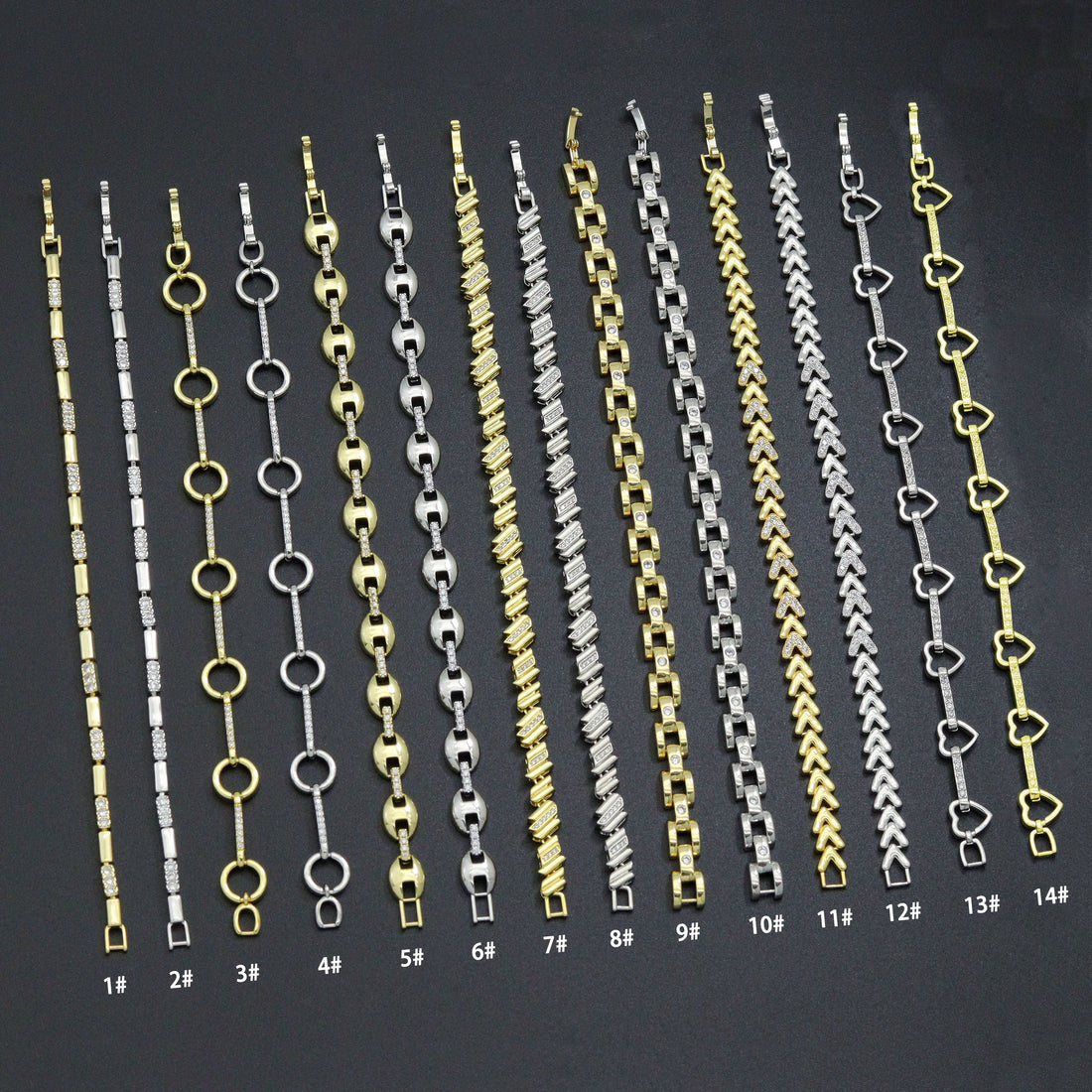 Elegant Link Bracelet Bracelet, Mixed Metal Chain bracelet collection, Sku#ZX235