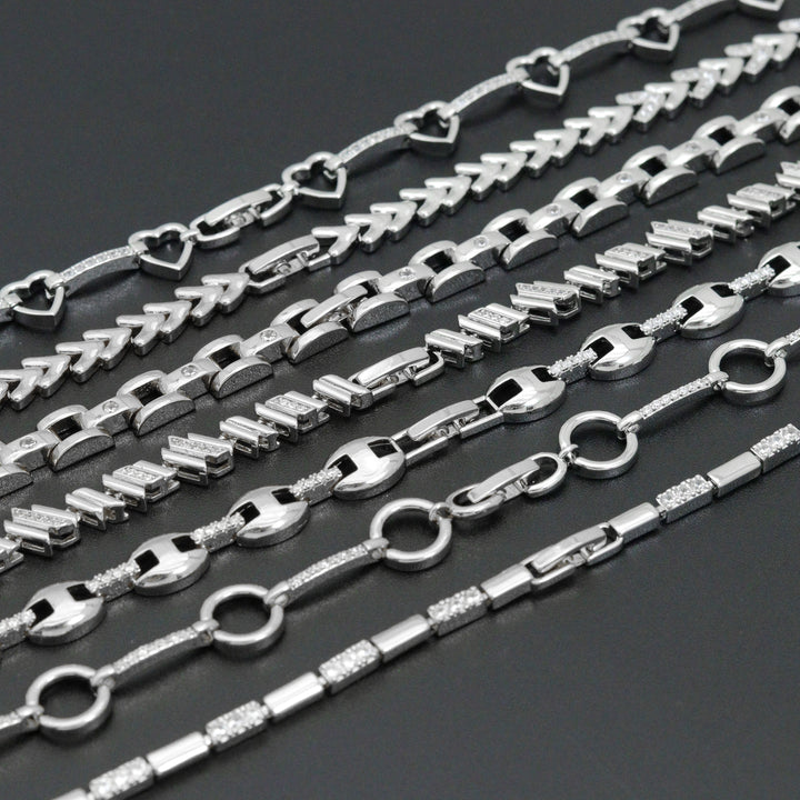 Elegant Link Bracelet Bracelet, Mixed Metal Chain bracelet collection, Sku#ZX235