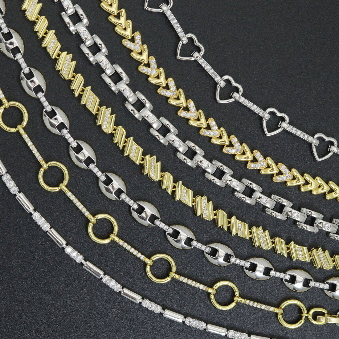 Elegant Link Bracelet Bracelet, Mixed Metal Chain bracelet collection, Sku#ZX235