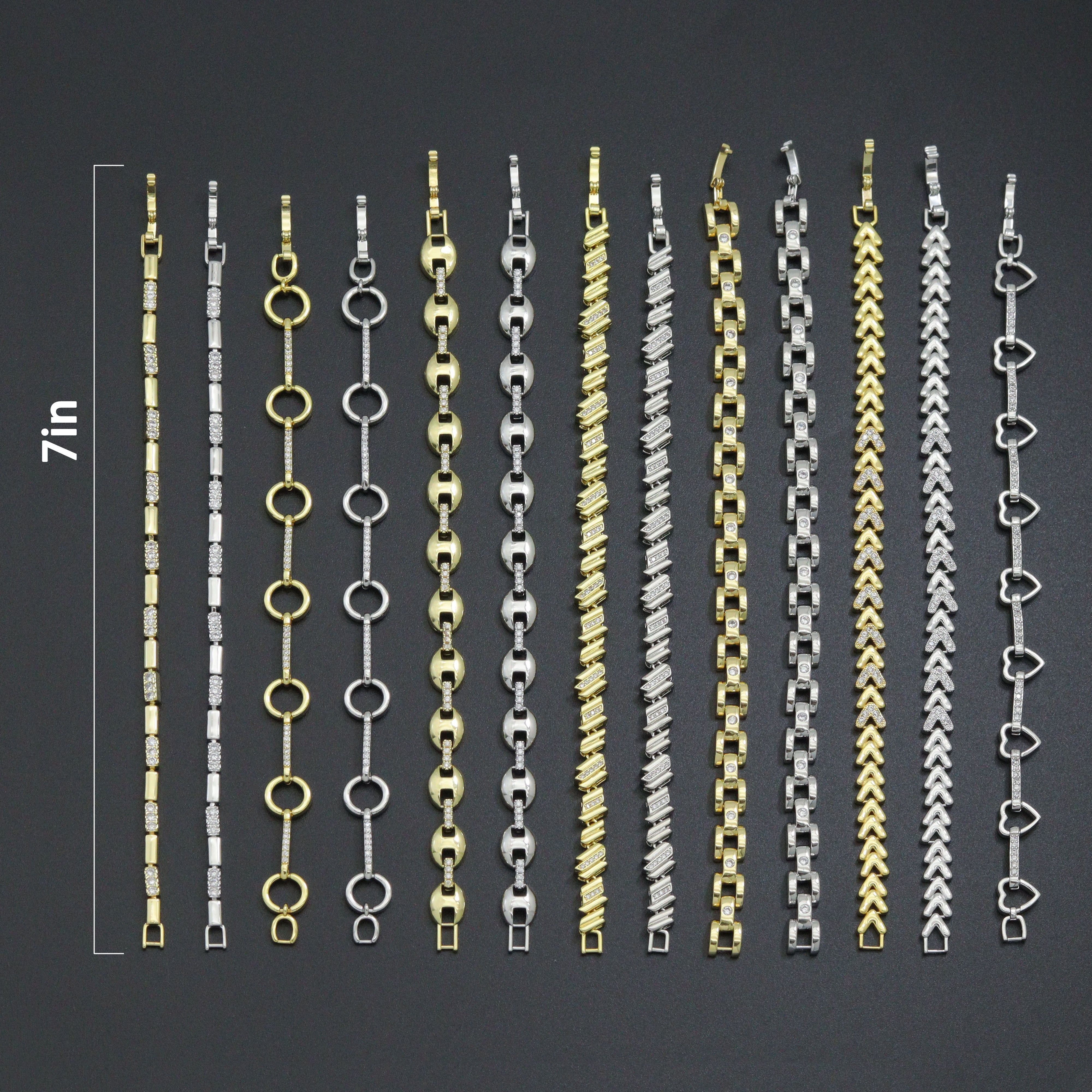 Elegant Link Bracelet Bracelet, Mixed Metal Chain bracelet collection, Sku#ZX235