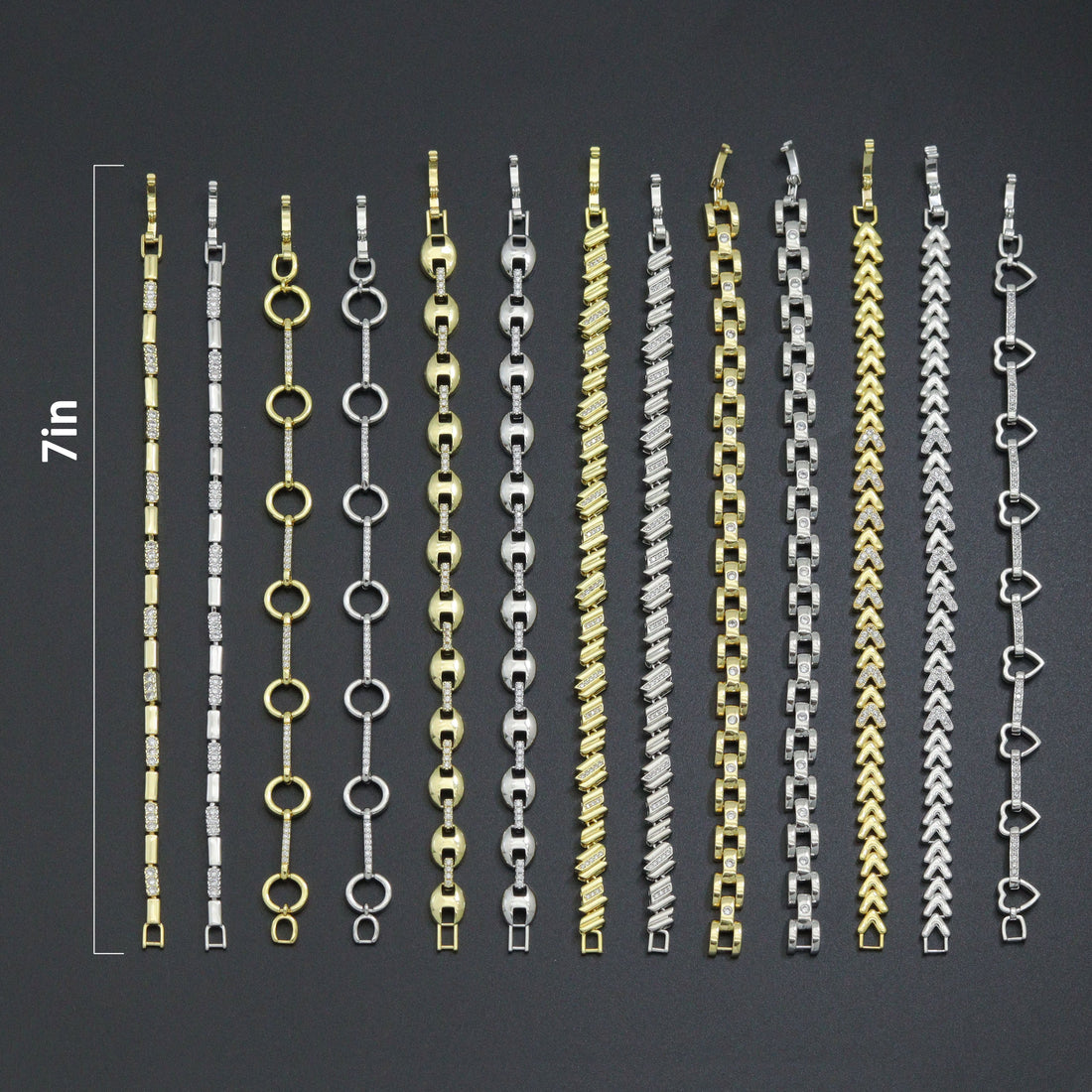 Elegant Link Bracelet Bracelet, Mixed Metal Chain bracelet collection, Sku#ZX235